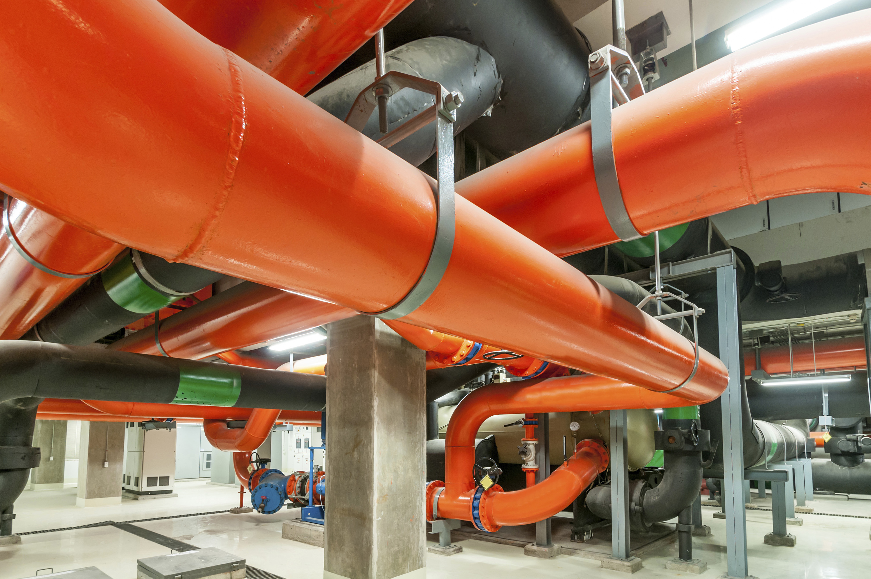 CFX9000 - Water pumping station, industrial interior and pipes.